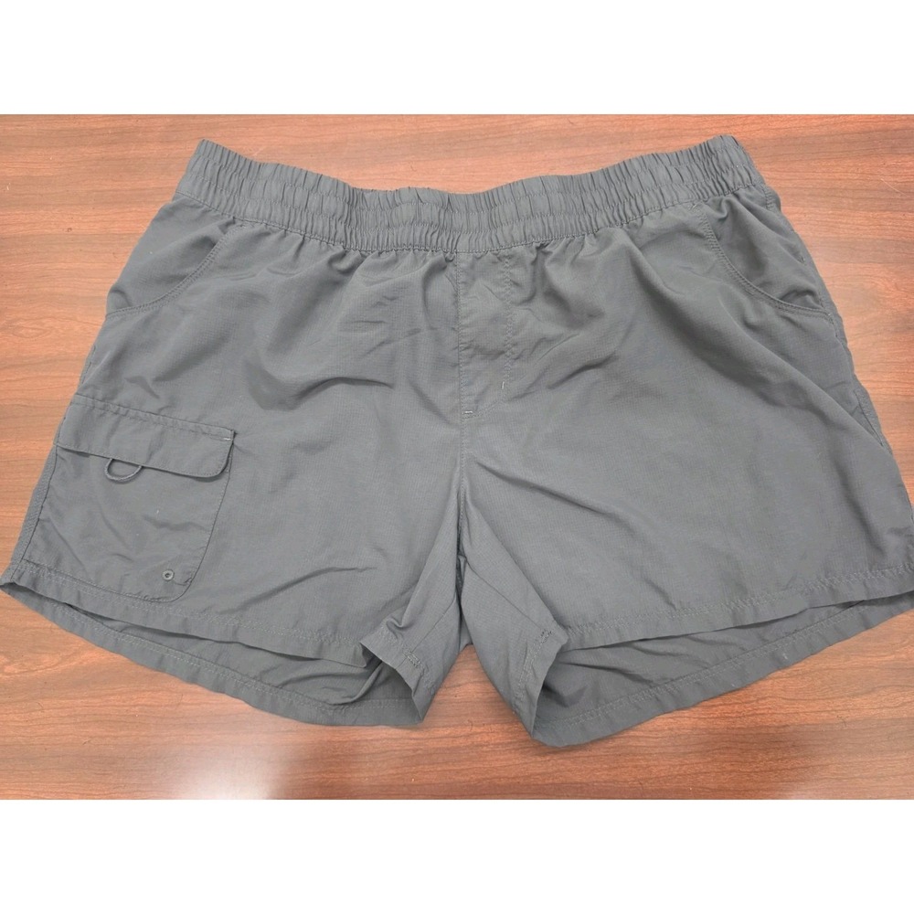 Columbia Sportswear Womens XL Gray Cargo Hiking Shorts Elastic Waist Outdoor